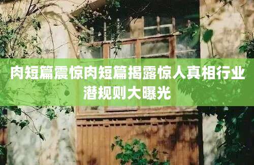 肉短篇震惊肉短篇揭露惊人真相行业潜规则大曝光