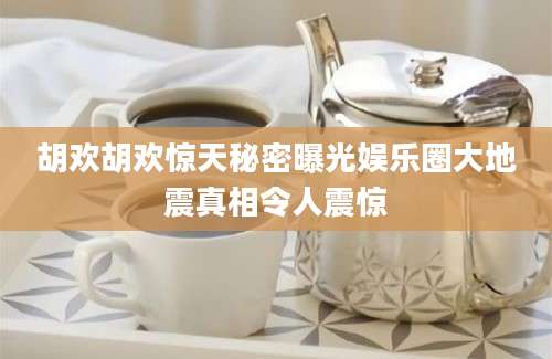 胡欢胡欢惊天秘密曝光娱乐圈大地震真相令人震惊