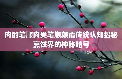 肉的笔顺肉类笔顺颠覆传统认知揭秘烹饪界的神秘暗号