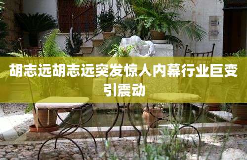 胡志远胡志远突发惊人内幕行业巨变引震动