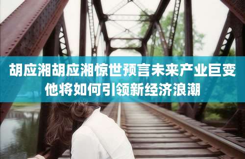 胡应湘胡应湘惊世预言未来产业巨变他将如何引领新经济浪潮