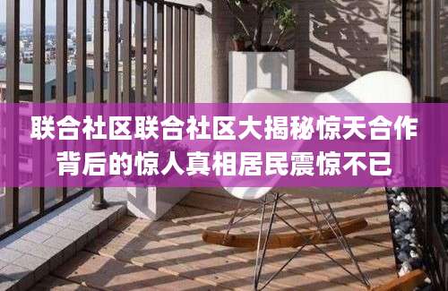 联合社区联合社区大揭秘惊天合作背后的惊人真相居民震惊不已