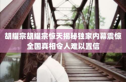 胡耀宗胡耀宗惊天揭秘独家内幕震惊全国真相令人难以置信