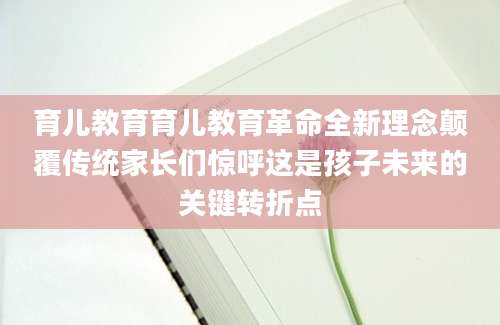 育儿教育育儿教育革命全新理念颠覆传统家长们惊呼这是孩子未来的关键转折点