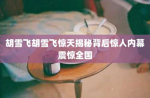胡雪飞胡雪飞惊天揭秘背后惊人内幕震惊全国