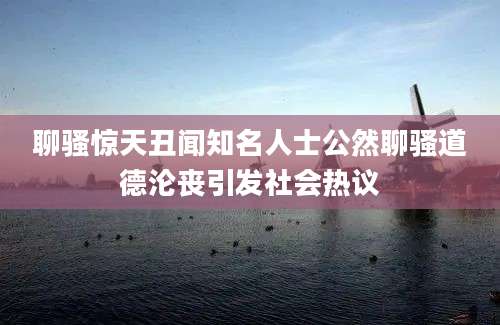 聊骚惊天丑闻知名人士公然聊骚道德沦丧引发社会热议