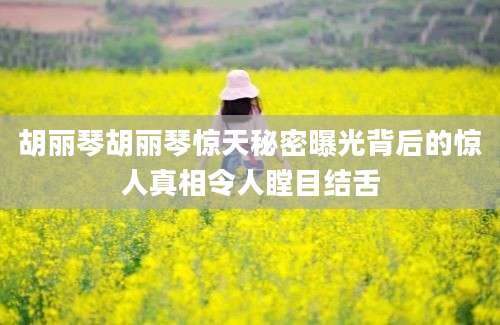 胡丽琴胡丽琴惊天秘密曝光背后的惊人真相令人瞠目结舌