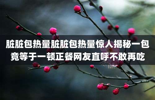 脏脏包热量脏脏包热量惊人揭秘一包竟等于一顿正餐网友直呼不敢再吃