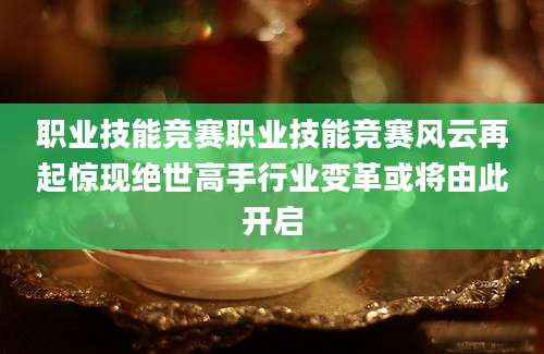 职业技能竞赛职业技能竞赛风云再起惊现绝世高手行业变革或将由此开启