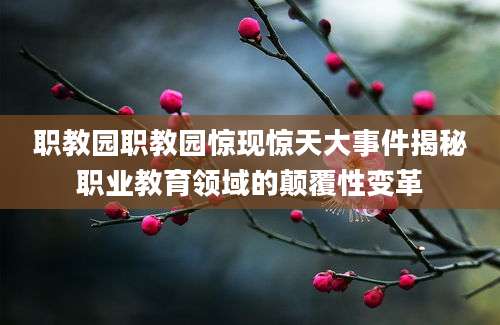 职教园职教园惊现惊天大事件揭秘职业教育领域的颠覆性变革
