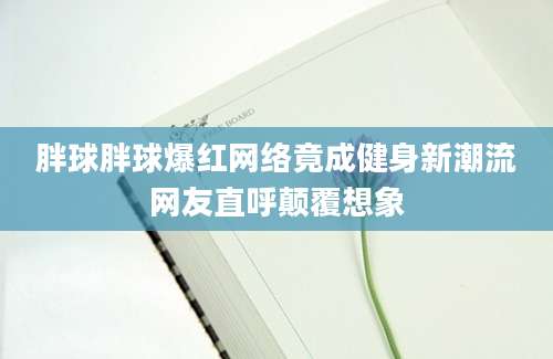 胖球胖球爆红网络竟成健身新潮流网友直呼颠覆想象