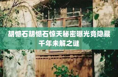 胡憾石胡憾石惊天秘密曝光竟隐藏千年未解之谜
