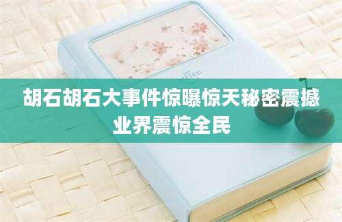 胡石胡石大事件惊曝惊天秘密震撼业界震惊全民