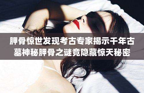 胛骨惊世发现考古专家揭示千年古墓神秘胛骨之谜竟隐藏惊天秘密