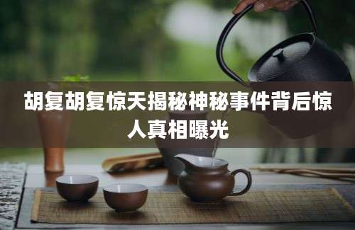 胡复胡复惊天揭秘神秘事件背后惊人真相曝光