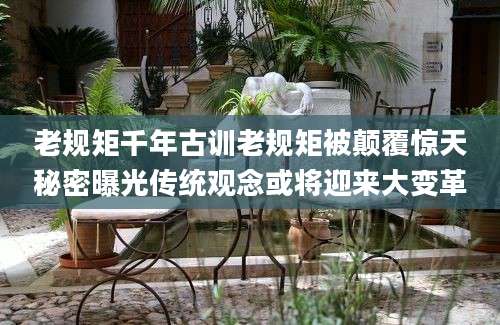 老规矩千年古训老规矩被颠覆惊天秘密曝光传统观念或将迎来大变革