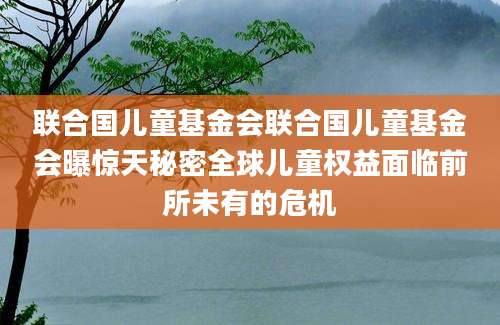 联合国儿童基金会联合国儿童基金会曝惊天秘密全球儿童权益面临前所未有的危机