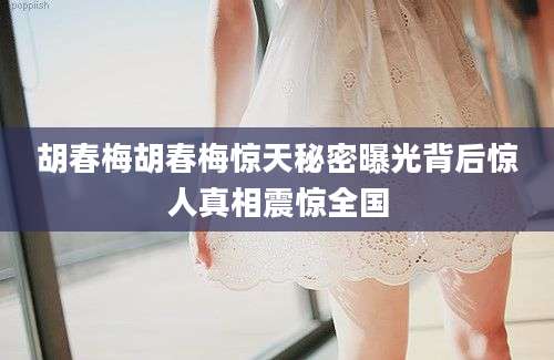 胡春梅胡春梅惊天秘密曝光背后惊人真相震惊全国