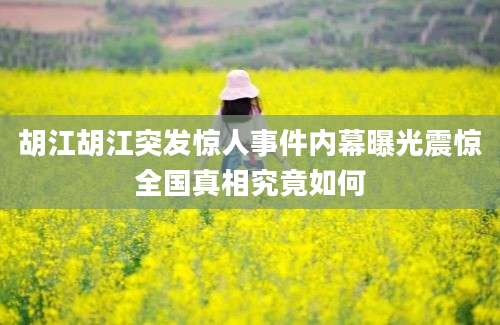 胡江胡江突发惊人事件内幕曝光震惊全国真相究竟如何