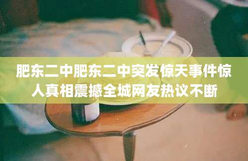 肥东二中肥东二中突发惊天事件惊人真相震撼全城网友热议不断