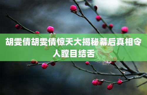 胡雯倩胡雯倩惊天大揭秘幕后真相令人瞠目结舌