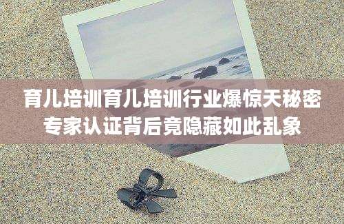 育儿培训育儿培训行业爆惊天秘密专家认证背后竟隐藏如此乱象