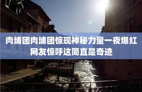 肉埔团肉埔团惊现神秘力量一夜爆红网友惊呼这简直是奇迹