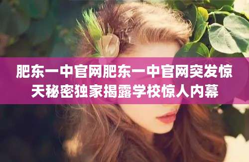 肥东一中官网肥东一中官网突发惊天秘密独家揭露学校惊人内幕