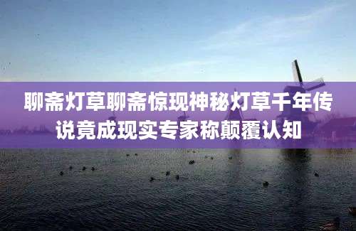 聊斋灯草聊斋惊现神秘灯草千年传说竟成现实专家称颠覆认知
