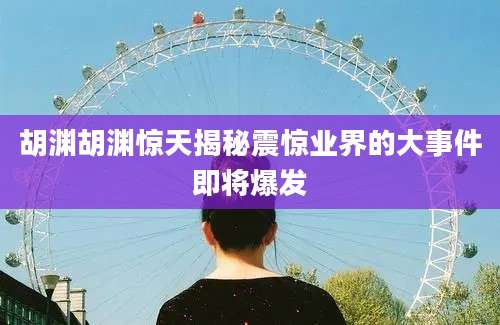 胡渊胡渊惊天揭秘震惊业界的大事件即将爆发