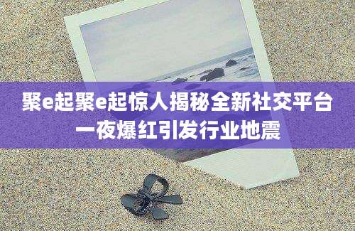 聚e起聚e起惊人揭秘全新社交平台一夜爆红引发行业地震