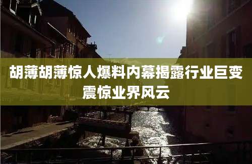 胡薄胡薄惊人爆料内幕揭露行业巨变震惊业界风云