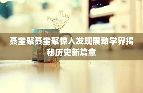 聂奎聚聂奎聚惊人发现震动学界揭秘历史新篇章