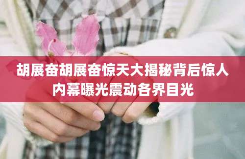 胡展奋胡展奋惊天大揭秘背后惊人内幕曝光震动各界目光