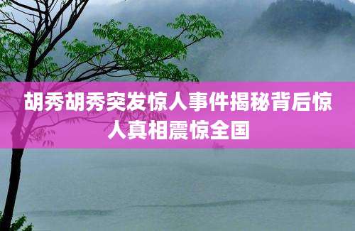 胡秀胡秀突发惊人事件揭秘背后惊人真相震惊全国