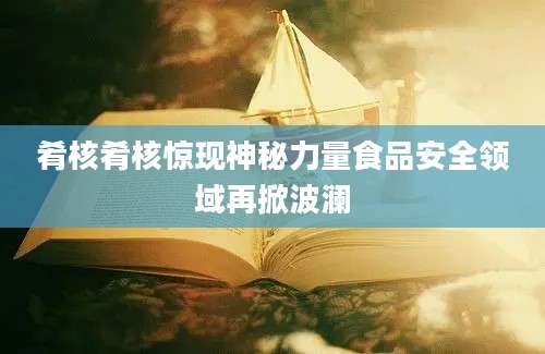 肴核肴核惊现神秘力量食品安全领域再掀波澜