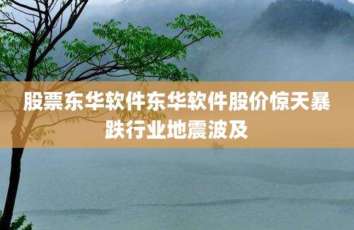 股票东华软件东华软件股价惊天暴跌行业地震波及