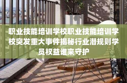 职业技能培训学校职业技能培训学校突发重大事件揭秘行业潜规则学员权益谁来守护