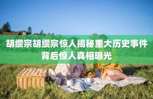 胡缵宗胡缵宗惊人揭秘重大历史事件背后惊人真相曝光