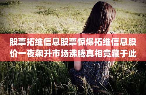 股票拓维信息股票惊爆拓维信息股价一夜飙升市场沸腾真相竟藏于此