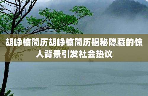 胡峥楠简历胡峥楠简历揭秘隐藏的惊人背景引发社会热议