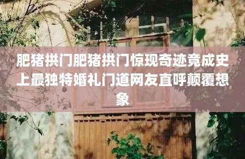 肥猪拱门肥猪拱门惊现奇迹竟成史上最独特婚礼门道网友直呼颠覆想象