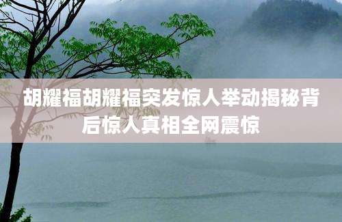 胡耀福胡耀福突发惊人举动揭秘背后惊人真相全网震惊