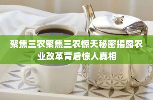 聚焦三农聚焦三农惊天秘密揭露农业改革背后惊人真相
