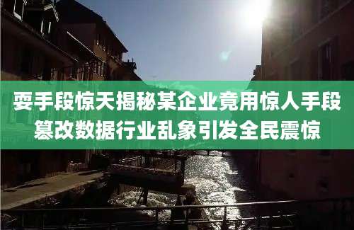 耍手段惊天揭秘某企业竟用惊人手段篡改数据行业乱象引发全民震惊
